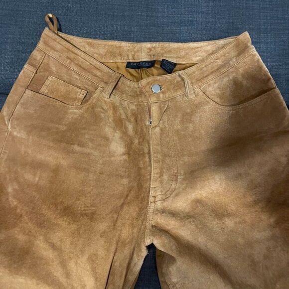 Vintage Express World Brand Suede Leather Pants - Size 7/8 - Tan Bootcut Western - Picture 6 of 7